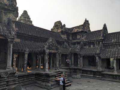 The top courtyard inside Angkor Wat