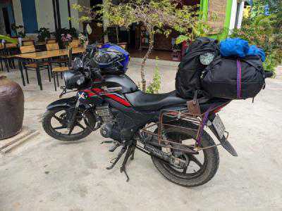 My bike loaded and ready to go